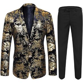Cloudstyle Men's Dress Suit Single-Breasted 2 Pieces Slim Fit 2 Buttons Suits