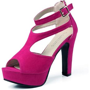 GATUXUS Women's Platform Chunky High Heels Sandals Open Toe Ankle Strap Sexy Dress Sandals Pumps Summer Shoes