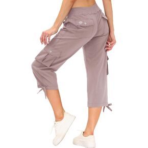 MoFiz Women's Cargo Capris Hiking Pants Lightweight Quick Dry Outdoor Athletic Travel Casual Loose Comfy Cute Pockets
