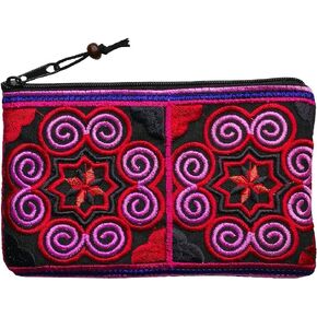Boho Coin Purse: Handmade Small Embroidered Change Pouch for Women - Colorful, Ethnic, Eco Friendly & Sustainable