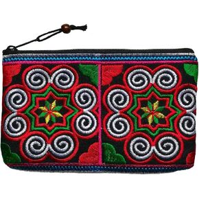 Boho Coin Purse: Handmade Small Embroidered Change Pouch for Women - Colorful, Ethnic, Eco Friendly & Sustainable