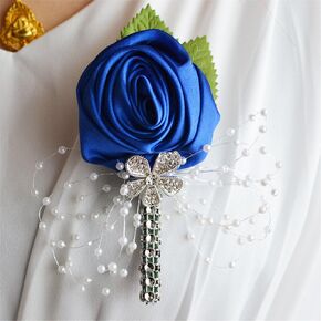 Boutonniere Bridegroom Groom Men's Boutonniere Boutineer with Pin for Wedding, Prom, Homecoming Creamy Pack of 4