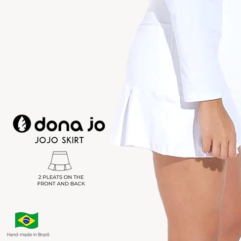 تنورة Dona Jo Official JoJo النسائية - تنورة تنس مطوية مع شورت وجيوب عميقة، ملابس رياضية in Kuwait