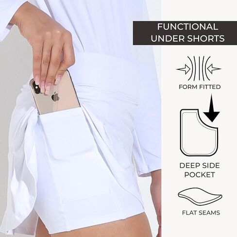 تنورة Dona Jo Official JoJo النسائية - تنورة تنس مطوية مع شورت وجيوب عميقة، ملابس رياضية in Kuwait