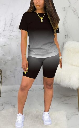 ملابس نسائية مكونة من قطعتين كاجوال سادة تي شيرت رياضي وسويت شيرت رياضي وبدلات يوجا رياضية in Kuwait