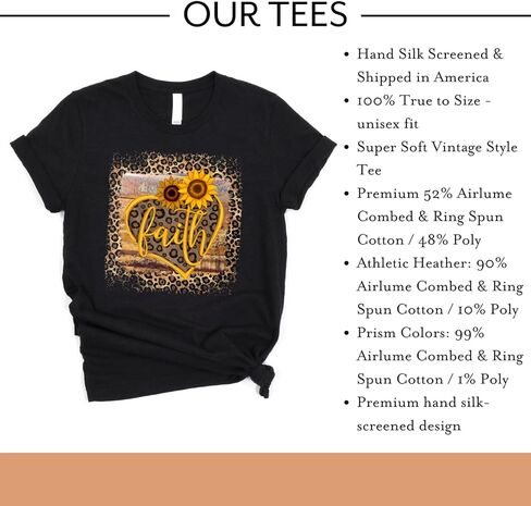 الحب في الإيمان | الإيمان الفهد عباد الشمس | تي شيرت جرافيك مسيحي | قميص الملابس الإيمانية | أسود | للجنسين in Kuwait