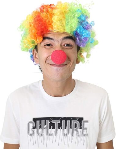 LOVEINUSA Clown Wig Set, Red Clown Nose Fluffy Afro Synthetic Clown Wig for Men Women Cosplay Anime Party Halloween Costume Prank Fancy Funny Wigs in Saudi Arabia