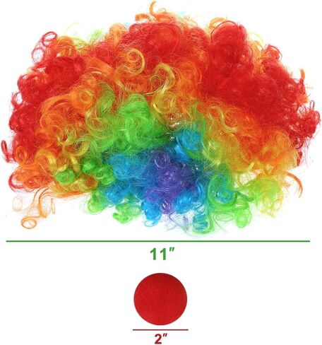 LOVEINUSA Clown Wig Set, Red Clown Nose Fluffy Afro Synthetic Clown Wig for Men Women Cosplay Anime Party Halloween Costume Prank Fancy Funny Wigs in Saudi Arabia
