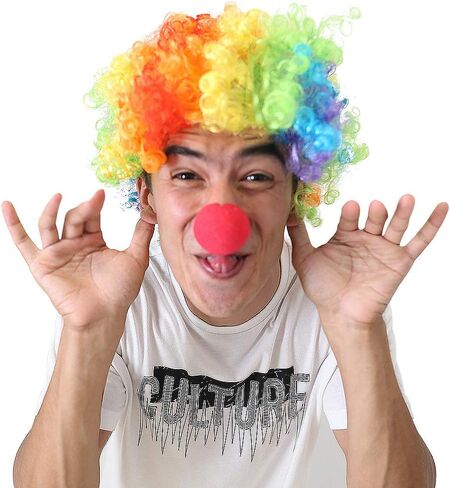 LOVEINUSA Clown Wig Set, Red Clown Nose Fluffy Afro Synthetic Clown Wig for Men Women Cosplay Anime Party Halloween Costume Prank Fancy Funny Wigs in Saudi Arabia
