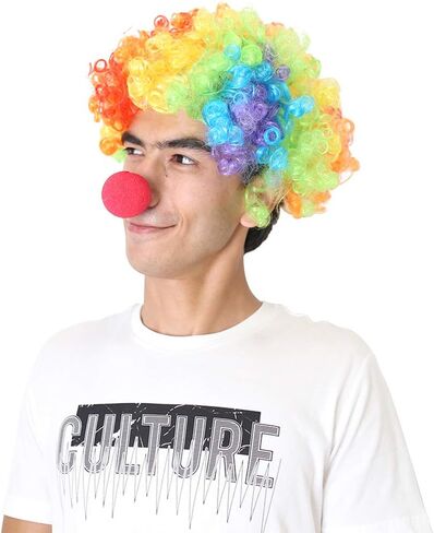 LOVEINUSA Clown Wig Set, Red Clown Nose Fluffy Afro Synthetic Clown Wig for Men Women Cosplay Anime Party Halloween Costume Prank Fancy Funny Wigs in Saudi Arabia