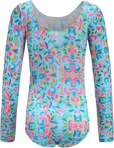 AFAVOM Leotard for Girls Gymnastics Ballet Dance Leotard Long Sleeve Shiny Sparkle Mermaid Sky Leotards Unitards Activewear in Kuwait