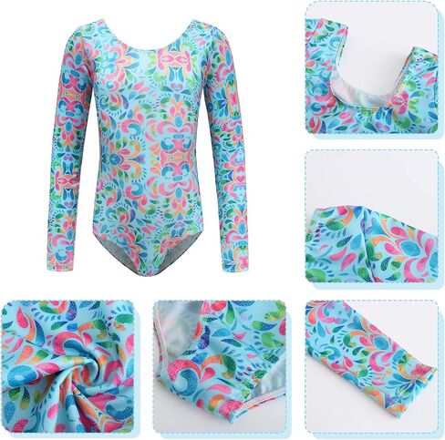 AFAVOM Leotard for Girls Gymnastics Ballet Dance Leotard Long Sleeve Shiny Sparkle Mermaid Sky Leotards Unitards Activewear in Kuwait