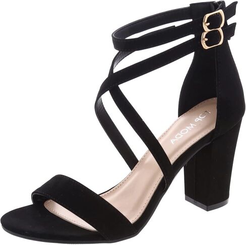 Over The Toe Cross Strap Block Heel Open Toe Dress Sandal in Kuwait