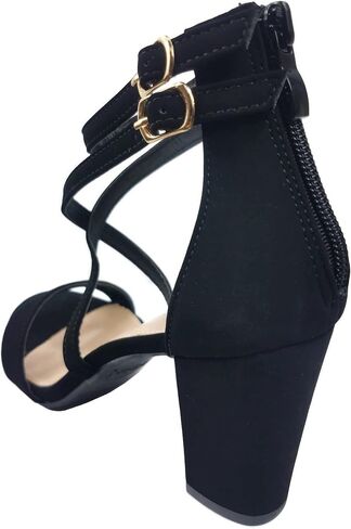 Over The Toe Cross Strap Block Heel Open Toe Dress Sandal in Kuwait