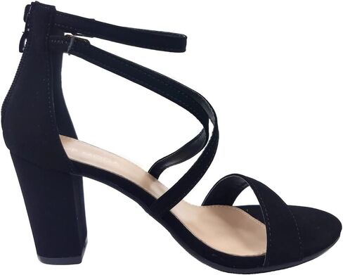 Over The Toe Cross Strap Block Heel Open Toe Dress Sandal in Kuwait