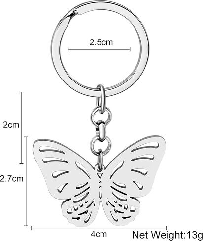 RAIDIN Stainless Steel Gold Silver Plated Cute Butterfly Keychains Keyring for Women Girls Car Purse Keys Accessories in Kuwait