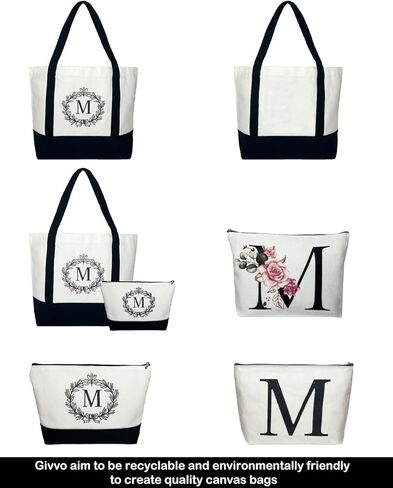 حقيبة حمل قماشية من Givvo للنساء، حقيبة حمل شخصية هدية عيد ميلاد، حقائب حمل أولية كبيرة الحجم لصديق المعلم وحفلات زفاف على الشاطئ in Kuwait