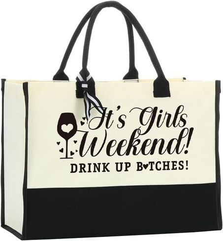 Girls Weekend Bags Girls Trip Gifts Favors for Women Travel Canvas Beach Bag Tote Large Handbags for Friends Female for Birthday Wedding Bridesmaid Holiday Trip Vacation Bachelorette Party 2023 in Kuwait