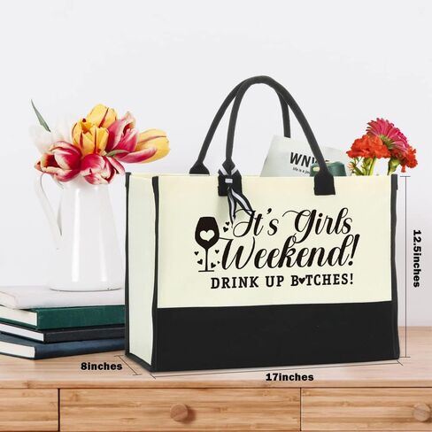 Girls Weekend Bags Girls Trip Gifts Favors for Women Travel Canvas Beach Bag Tote Large Handbags for Friends Female for Birthday Wedding Bridesmaid Holiday Trip Vacation Bachelorette Party 2023 in Kuwait