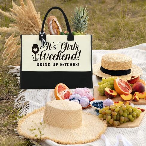 Girls Weekend Bags Girls Trip Gifts Favors for Women Travel Canvas Beach Bag Tote Large Handbags for Friends Female for Birthday Wedding Bridesmaid Holiday Trip Vacation Bachelorette Party 2023 in Kuwait