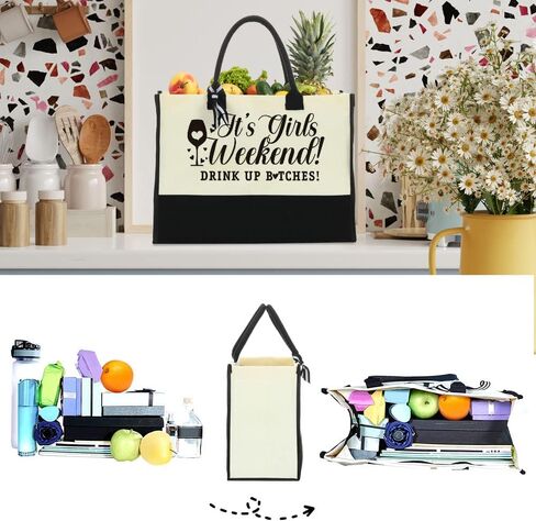 Girls Weekend Bags Girls Trip Gifts Favors for Women Travel Canvas Beach Bag Tote Large Handbags for Friends Female for Birthday Wedding Bridesmaid Holiday Trip Vacation Bachelorette Party 2023 in Kuwait