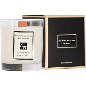 CULTURE & NATURE Clean Cotton Scented Soy Candle (8oz), 100% Natural Soy Wax, Clean Long Burning Wooden Wick, Luxury Home Fragrance