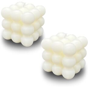Unique Bubble Candle Set - 2 Pieces White Handcrafted Natural Soy Wax Candles, Aesthetic Home Decor