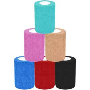 Self-Adhesive Cohesive Wrap Bandage Tape by MANSHU, Self-Adhesive Bandage Rolls,Elastic Non-Woven, 6 Rolls (3Inches x 5Yards) in Kuwait