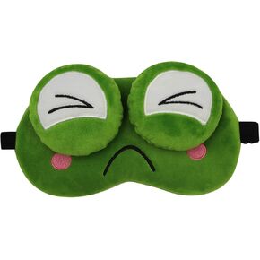 Funny Green Frog Soft Plush Sleep Mask, Adjustable Blindfold Eye Mask Cover for Men Women Kids Travel Nap Sleeping
