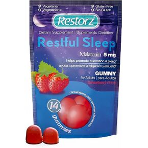 Restful Sleep Melatonin Gummies 5mg, 5mg Melatonin Gummy Supplement to Support a Healthy Sleep Cycle, Strawberry Flavor (2 Month Supply of 112 Gummies - 8 Packs, 14 per Pouch) in Kuwait