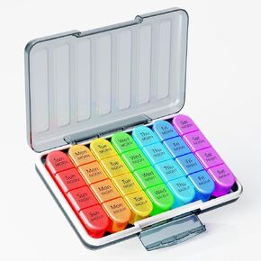 Zoksi Moistureproof Weekly Pill Organizer 4 Times a Day, 7 Day Pill Box 4X a Day, One Week Travel Pill Case with 28 Compartments, Medicine Container for Vitamins, Supplements or Medication(Cyan) in Kuwait