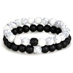 2Pcs Lava Rock Beaded Stretch Bracelets, Tiger Eye Turquoise Natural Stone Beads Bracelet Used As Essential Oil Diffuser for Women Men Yoga Meditation Aromatherapy Jewelry in Kuwait
