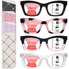 SIGVAN 4 Pack Progressive Multifocus Reading Glasses for Women Men Blue Light Blocking Spring Hinge Oprah Style Readers in Kuwait