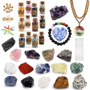 vuUUuv Healing Crystals Set and Tumbled Stones for Yoga, Reiki or Ritual ，Meditation - Selenite with Cleaning Healing Energy， Chakra Stones for Crystal Healing (16+24) in Kuwait
