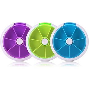 Creative Portable Mini 7 Day Weekly Circular Shape Rotary Cute Fruit Style Pill Storage Case Box (Mixed Color)