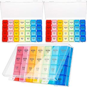 Dandat 3 Pack Weekly Pill Organizer 4 Times a Day Large 7 Day Pill Box Travel Daily Pill Cases Pill Holder 28 Days Dispenser for Hold Vitamins/Fish Oils in Saudi Arabia