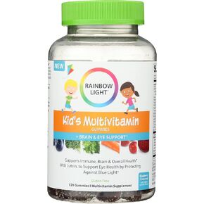 علكات الفيتامينات المتعددة للأطفال من Rainbow Light، دعم الدماغ والعين، التوت الأزرق، 120 علكة in Kuwait