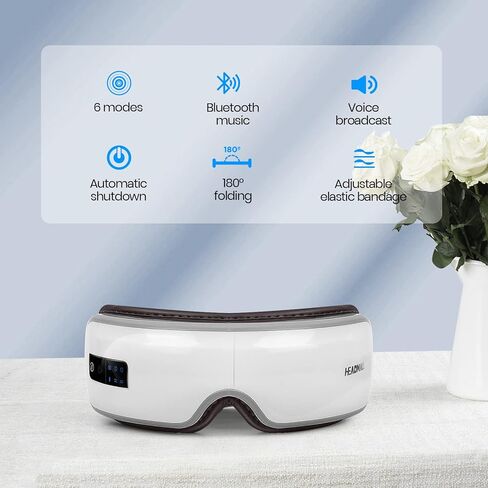 HEADMALL Eye Massager with Heat Eye Massager with Bluetooth Music, 6 Massager Modes and 10 Minutes Auto Shutdown White in Kuwait