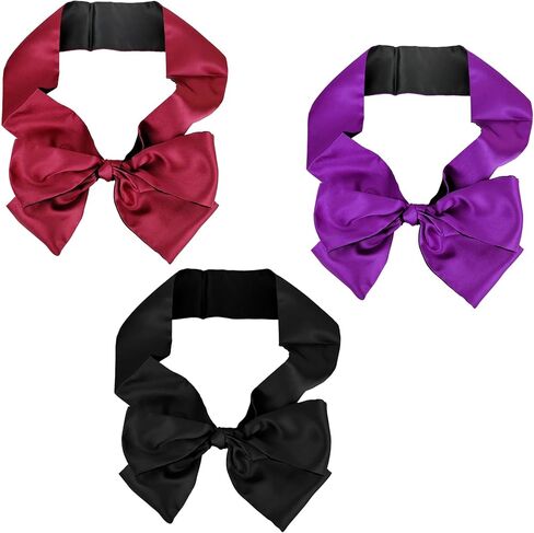 قطعة واحدة من قناع العين الحريري الساتان للنوم، أغطية العين 59 بوصة قناع نوم من الساتان، قناع عين ناعم ناعم قابل للتعديل معصوب العينين، معصوب العينين لألعاب النوم (أسود وأحمر) in Kuwait