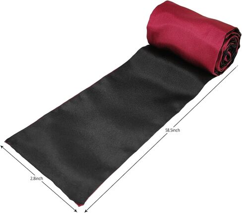قطعة واحدة من قناع العين الحريري الساتان للنوم، أغطية العين 59 بوصة قناع نوم من الساتان، قناع عين ناعم ناعم قابل للتعديل معصوب العينين، معصوب العينين لألعاب النوم (أسود وأحمر) in Kuwait