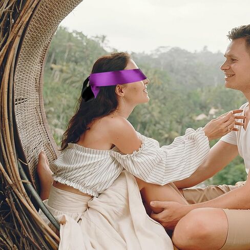 قطعة واحدة من قناع العين الحريري الساتان للنوم، أغطية العين 59 بوصة قناع نوم من الساتان، قناع عين ناعم ناعم قابل للتعديل معصوب العينين، معصوب العينين لألعاب النوم (أسود وأحمر) in Kuwait