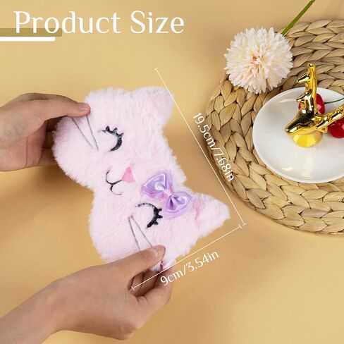 DAZAIGE 2 قطعة أقنعة نوم قطيفة ناعمة جميلة الكرتون القط كيتي العين قناع النوم غطاء العين للنساء الفتيات أطفال المنزل الطائرة السفر الراحة هدايا قيلولة ليلة النوم، الوردي + الأبيض in Kuwait