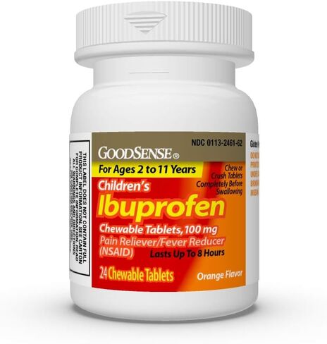 GoodSense Children's Ibuprofen Chewable Tablets, 100 mg, Orange Flavor, Pain Reliever and Fever Reducer, 24 Count in Saudi Arabia