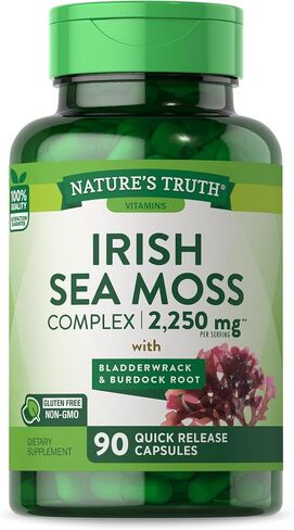 Irish Sea Moss Complex | 90 Capsules | 2,250mg | with Bladderwrack & Burdock Root | Non-GMO & Gluten Free Supplement | by Nature's Truth in Saudi Arabia