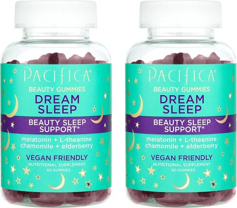 مكمل حلوى النوم من باسيفيكا بيوتي دريم سليب، قمح، فول الصويا + خالي من الغلوتين، الميلاتونين، إل-ثيانين، بابونج + إلدربيري، نباتي ولم يتم الإساءة إلى الحيوانات لتصنيعه، أرجواني، 60 قطعة، عبوة من 2 in Kuwait