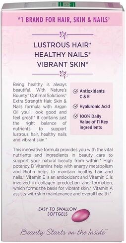 Nature's Bounty Optimal Solutions Hair Skin & Nails Extra Strength Softgels, 150 Count (Pack of 1) Package may vary in Saudi Arabia