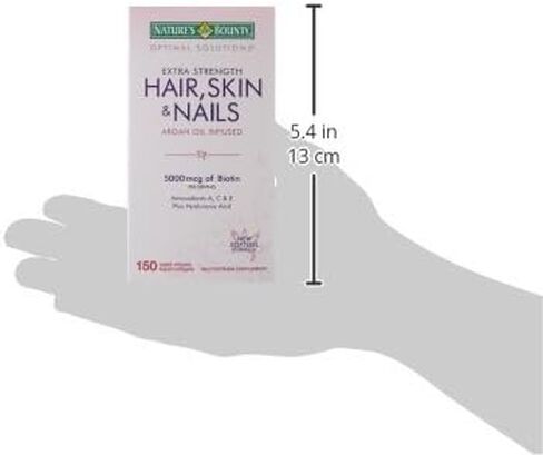 Nature's Bounty Optimal Solutions Hair Skin & Nails Extra Strength Softgels, 150 Count (Pack of 1) Package may vary in Saudi Arabia