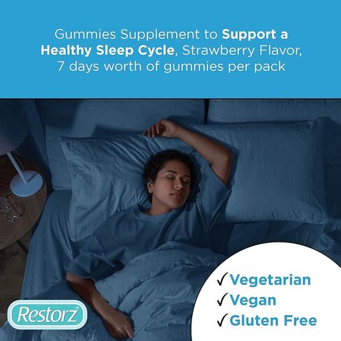 علكات النوم المريحة من ريستورز مع الميلاتونين 5 ملغ، 5 ملغ من علكات الميلاتونين مكملة لدعم دورة نوم صحية، نكهة الفراولة، 112 علكة in Kuwait