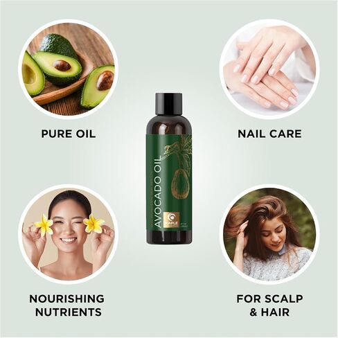 Avocado Oil For Hair Skin and Nails - Pure Avocado Oil Hair Moisturizer for Dry Hair and Humectant Moisturizer Avocado Oil for Skin Care - Natural Hair Oil and Carrier Oil for Essential Oils Mixing in Saudi Arabia