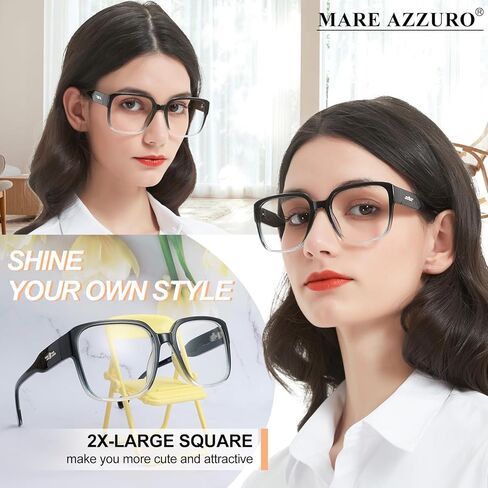 نظارات قراءة كبيرة الحجم من MARE AZZURO قارئات الموضة النسائية 1.0 1.25 1.5 1.75 2.0 2.25 2.5 2.75 3.0 3.5 4.0 5.0 6.0 in Kuwait
